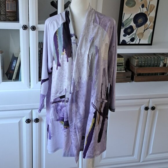 3 Potato Sweaters - 3 Potato Open Cardigan - Colors: Lavenders, Greens, Browns - Size: XXL
